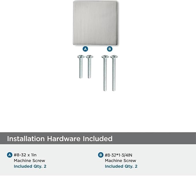 khtumeware 2 Pack Brushed Nickel Cabinet Knobs 1-1/4 inch(32mm) Solid Heavy Duty Square Bi-Fold Door Knob for Kitchen Bathroom and Dressing Table