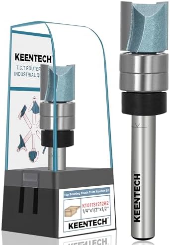KEENTECH Flush Trim Router Bit, 1/4" Shank x 1/2" Dia x 1/2" Depth