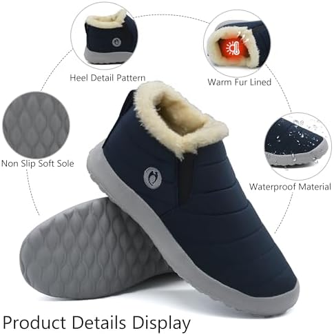 Winter Boots for Women Lightweight Comfortable Plush Waterproof Stylish Solid Color Ladies Ankle Shoes
