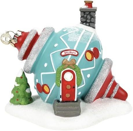 Department 56 North Pole Village Bauble's Ornament House Light Up Building, 5 Inch, Multicolor