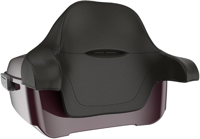 Advanblack Road Glide Tour Trunk Pack Black Cherry King Tour Trunk Pack Luggage +Wrap-Around Backrest Pad for '97-'25 Harley Touring Road King Street Glide Electra Glide CVO Models