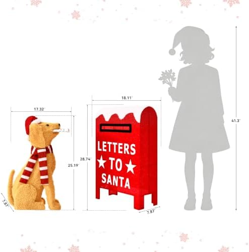 Dog & Letters to Santa Outdoor Christmas Decor with Timer&Remote Control