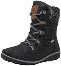 GLOBALWIN Women's Snow Boots Waterproof Mid-Calf Winter Boots for Women with Quilted Knit Panels, Warm Fleece Lining, and Non-Slip Insulated Outdoor Sole