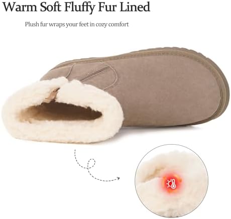 Hsyooes Snow Boots for Women Suede Leather Winter Boots Warm