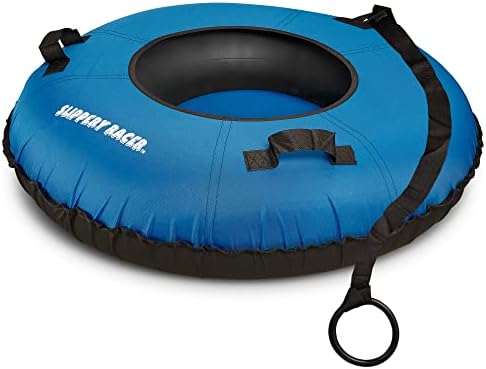 Slippery Racer Heavy Duty Commercial Grade Inflatable Snow Tube with Cover and Rope, PVC Bottom, 44"-Blue