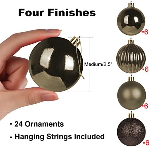 GameXcel 24Pcs Christmas Balls Ornaments for Xmas Tree - Shatterproof Christmas Tree Decorations Medium Size Hanging Ball Vintage Cooper 2.5 inch x 24 Pack