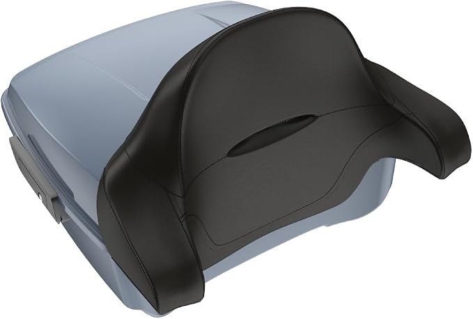 Advanblack Harley Motocycle Gunship Gray Tour Trunk Pack Gunship Gray King Tour Trunk Pack Luggage +Wrap-Around Backrest Pad for '97-'24 Harley Touring