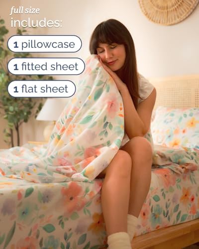 Full 4 Piece Floral Sheet Set - Soft, Breathable & Cooling - Blush Blossom