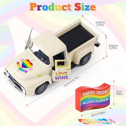 Pride Rainbow Truck Decor, LGBTQ Pride Month Decorations, Tiered Tray Decor, Love is Love Tabletop Centerpiece, Rustic Farmhouse Rainbow Home Kitchen Party Decor