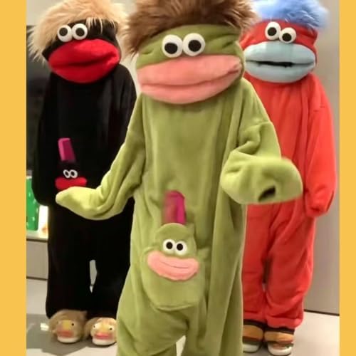 Unisex Funny Big Mouth Monster Plush Hooded Onesie Sleepwear