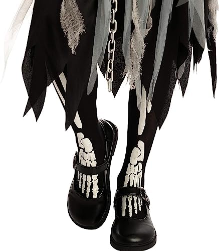 Spooktacular Creations Girl Grim Reaper Costume with Gloves and Tights Glow in the Dark, Scary Halloween Costume