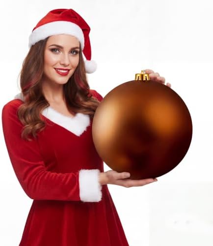Threan 10 Inch Large Chocolate Brown Matte Christmas Ball Ornaments