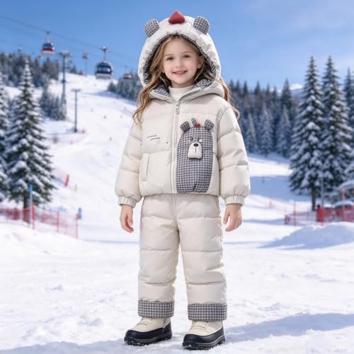 Girls Boys Bib Snow Pants and Ski Jacket Water-Resistant Insulated Snowsuit