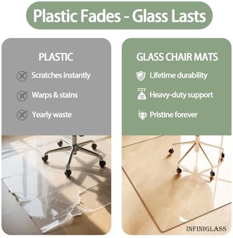 Tempered Glass Chair Mat for Carpet 72"x54", Floor Protector