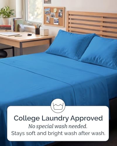 Full XL Sheets - 4 Piece Full XL Sheet Set - Cool & Breathable - Royal Blue