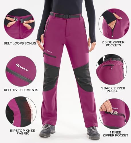Snow Pants Womens Ski Pants Waterproof Insulated Softhell fleece lined