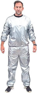 Todd & Margo Shiny Metallic Silver Workout Shirt and Pants Deluxe Sweatsuit Costume Set for Halloween & Cosplay