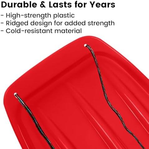 Snow Sled for Kids with 16.5ft Pull Rope & Handle - Cold-Resistant Plastic Toboggan Sled for Winter Downhill Fun - Stackable Lightweight Sled for Adults Outdoor Snow Play(25/36/48in)