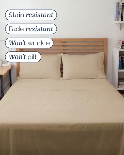 Full XL Sheets - 4 Piece Full XL Sheet Set - Breathable & Cooling - Cream