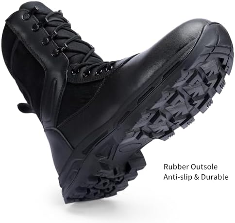 Men's Military Tactical Work Boots with Side Zipper, Puncture Resistant, Desert Combat, Army Jungle, 8 Inch Lightweight Hiking Boots