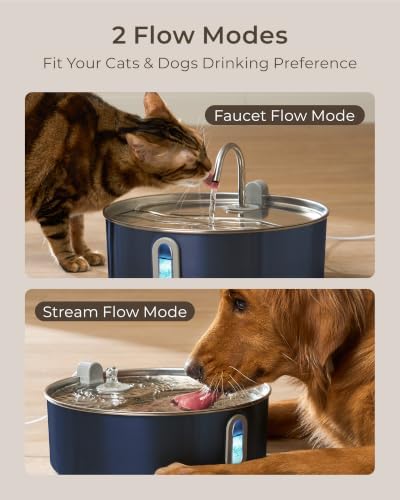 Smartoo 7L/236oz Stainless Steel Dog Water Fountain for Large Dog Navy Blue