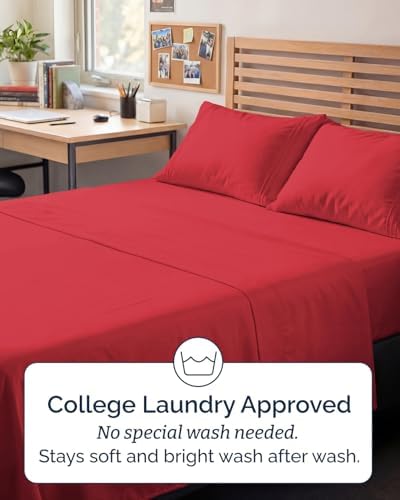 Full XL Sheets - 4 Piece Full XL Sheet Set - Breathable & Cooling - Red
