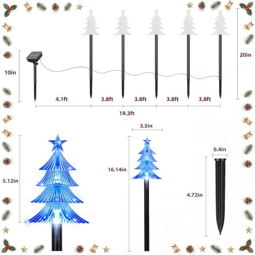 TOWPONICS Solar Christmas Lights Outdoor Pathway Decorations, 5 PCS