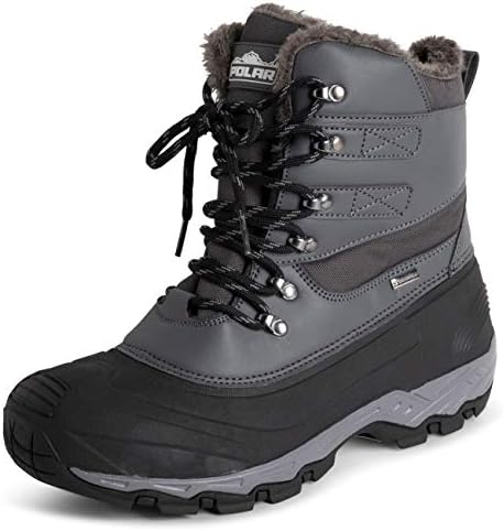 POLAR Mens Waterproof Outsole Deep Tread Fully Faux Fur Lined Winter Durable Snow Boots