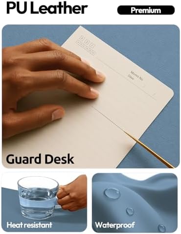 YSAGi Leather Desk Pad Protector, Office Desk Mat, Large Mouse Pad, Non-Slip PU Leather Desk Blotter, Laptop Desk Pad, Waterproof Desk Writing Pad for Office and Home (Blue, 47" x 17")