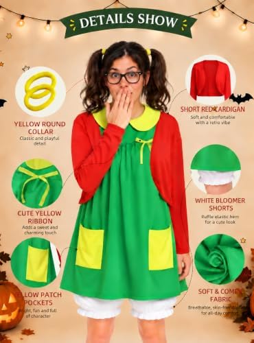 7PCS Halloween Costumes for Women Adult, Retro Womens Halloween Costumes