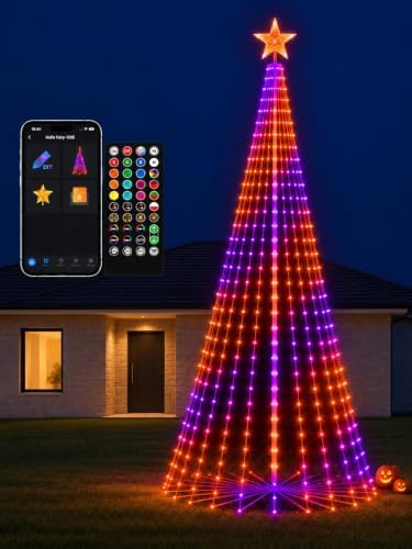 10FT 430 LEDs Smart RGB Outdoor Christmas Tree Cone Lights with Star