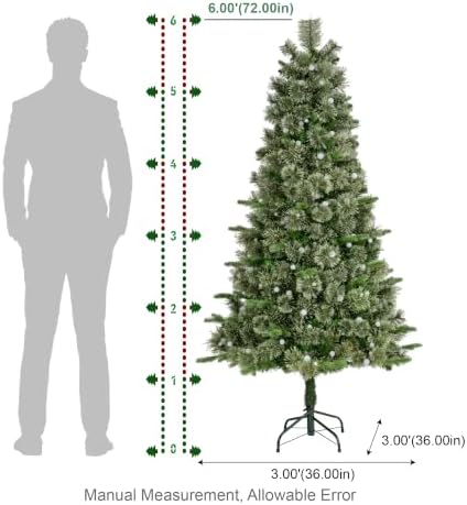 Glitzhome Prelit Christmas Tree, 6ft Artificial Small Christmas Tree Charming Cashmere Slim Pine with 250 Warm White and Multi-Color Globe LED Lights, 9 Function w/Foot Pedal and Remote Control