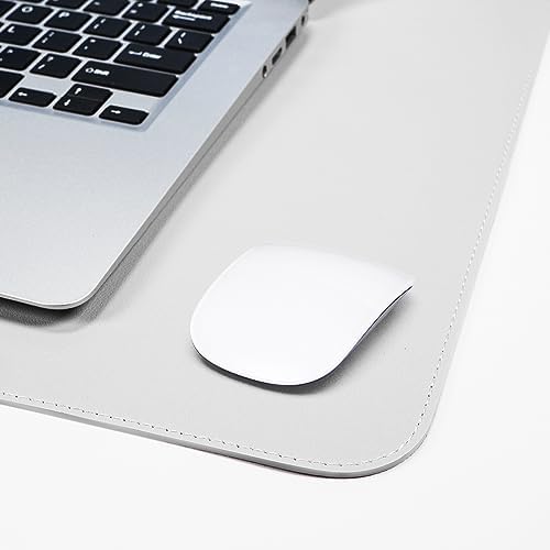 AFIING Cork Desk Mat 23.6 x 13.7, Dual-Sided Cork & PU Leather Desk Pad, Waterproof Non-Slip Desk Protector for Home Office, Study Desk & Minimalist Workspace White