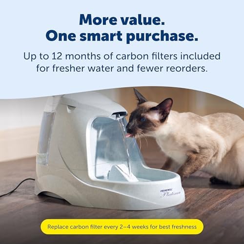 PetSafe Drinkwell Platinum Cat Water Fountain, Includes 12 Carbon Filters