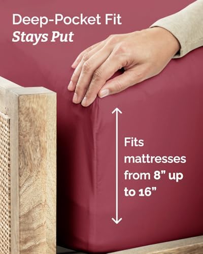 Twin Size 3 Piece Sheet Set - Comfy Breathable & Cooling Sheets - Burgundy