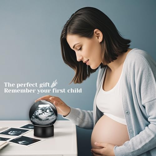 Memory Sphere Lamp, Crystal Ball Video Player 2.8" Memory Orbs Ornament 4GB Uploadable Videos & Photos, Personalized Unique Desk Night for Couples Friends Birthday Christmas (Black Memory Orb)