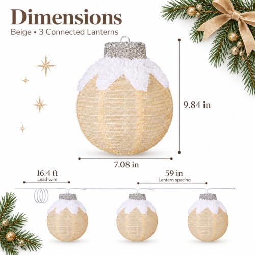 Christmas Light Balls Outdoor, Lighted Hanging Ornaments, Beige