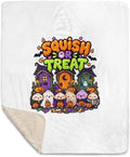 Squish or Treat Kawaii Dumpling Squishy Halloween Graphic Sherpa Throw Blanket