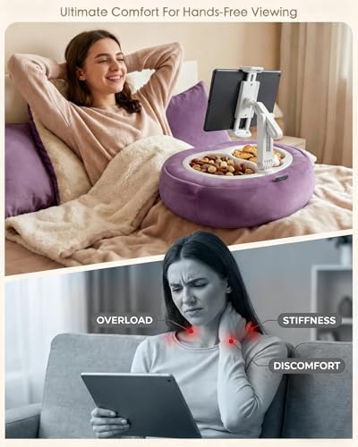 Miledi Tablet Pillow Stand for Bed with 360° Rotating Holder, Purple