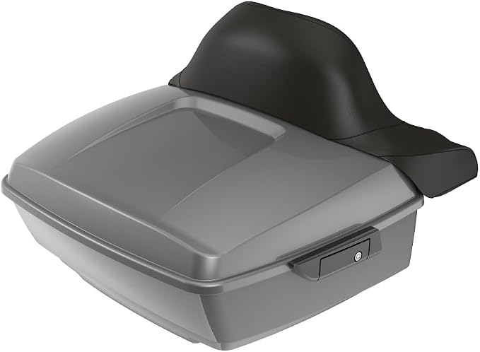 Advanblack Road Glide Tour Trunk Pack Charcoal Pearl King Tour Trunk Pack Luggage +Wrap-Around Backrest Pad for '97-'25 Harley Touring Road King Street Glide Electra Glide CVO Models