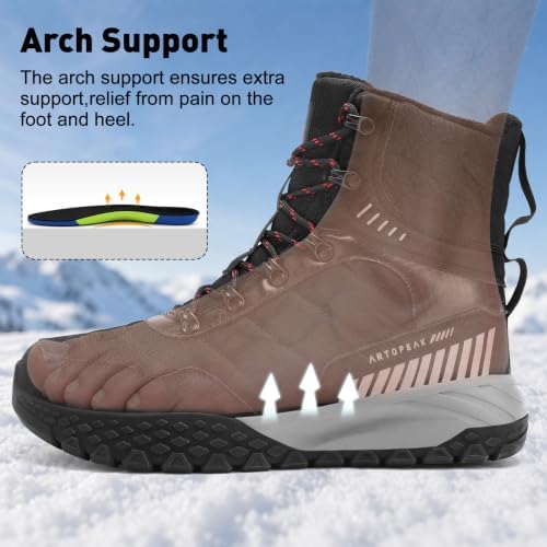 Men's Insulated Winter Snow Boots, Wide Toe Box Warm Walking Boots