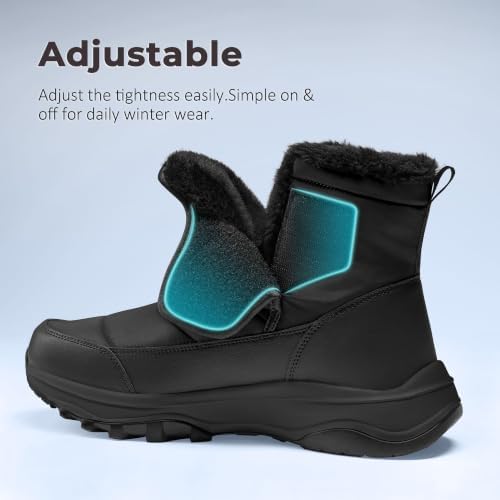 Coostar Mens Winter Snow Boots With Waterproof Adjustable Hook & Loop