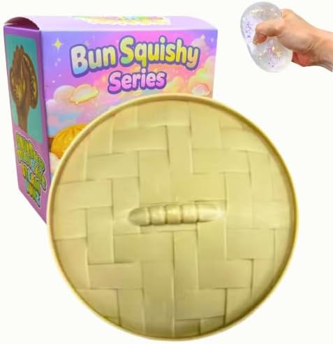 Stress Relief Squishy, White Bun Slow Rising Squishies with Steamer Box