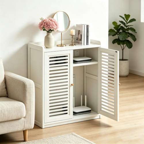 Router Storage Cabinet with Adjustable Shelves,Wifi Router Box Hider