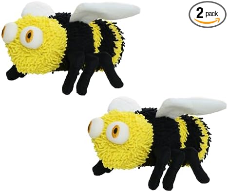 MIGHTY® 2 Pack Microfiber Medium Bee Dog Toys | Ultra Durable Plush Toy with Multiple Layers & Reinforced Seams , Washable and Floats , Mighty® Construction