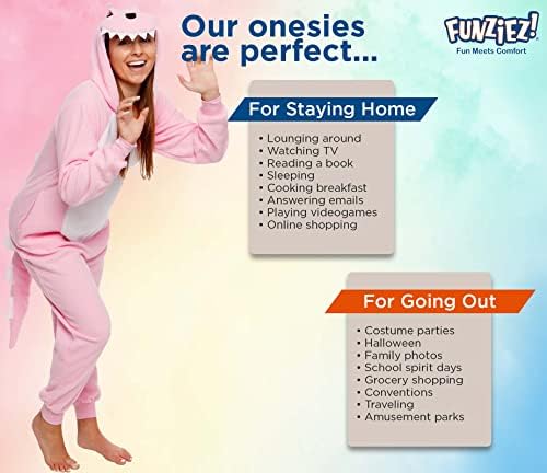 Funziez! Slim Fit Adult Onesie - Animal Costume - Plush Unisex Halloween One Piece Cosplay Suit for Women and Men