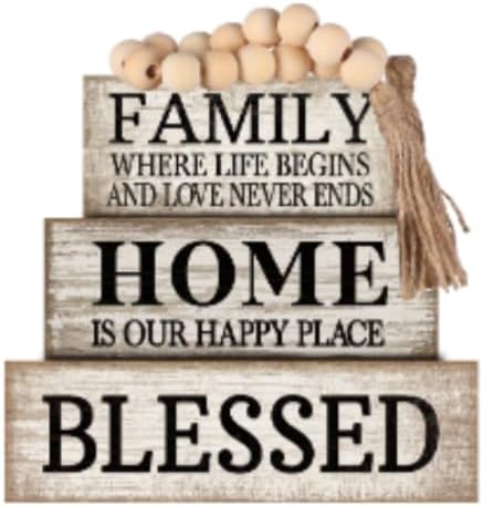 Lineshading 4 Pcs Table Decor for Home Shelf, Family Home Blessed