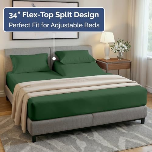 Flex Top Split Head King 4 Piece Sheet Set - Soft & Cooling - Emerald Green
