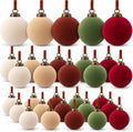 30 Pack Velvet Flocked Christmas Ornaments Set – Premium Shatterproof Christmas Ball Ornaments with Brass Metal Caps, Assorted Sizes for Christmas Tree, Holiday & Seasonal Home Décor