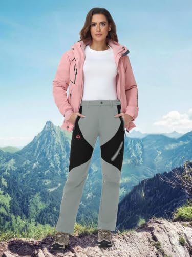 YSENTO Women's Hiking Pants Fleece Lined Winter Waterproof Insulated Snow Ski Work